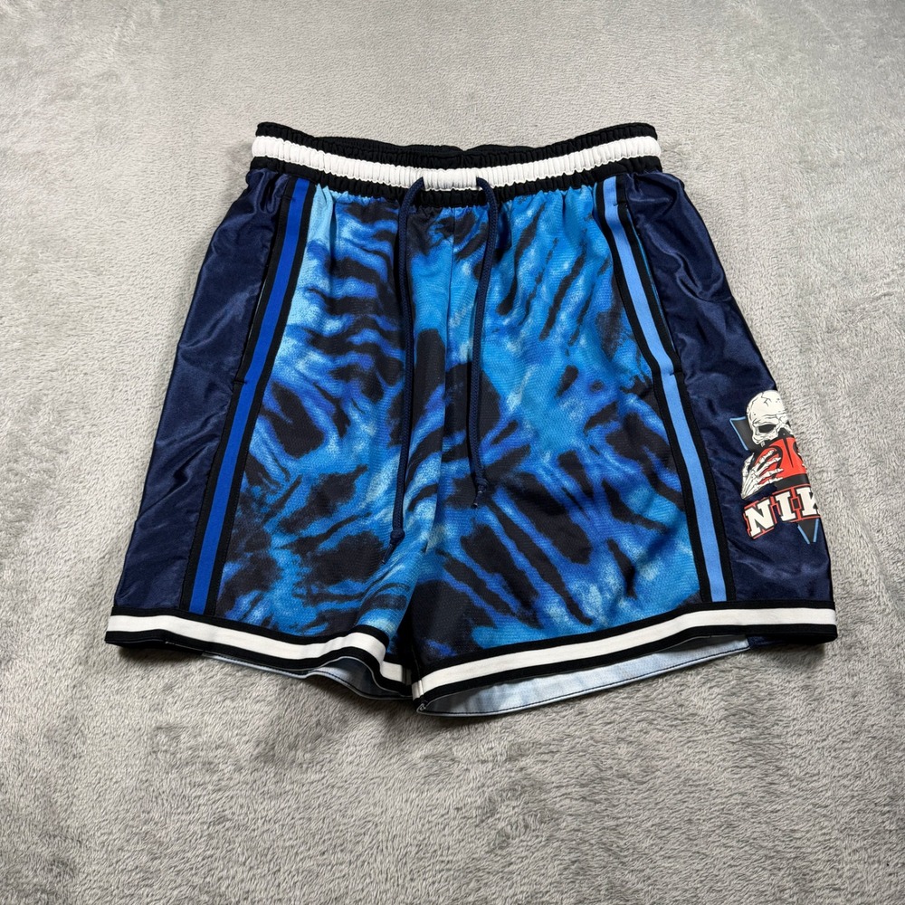 Nike DNA Frenzy‎ Basketball Shorts Mens Medium Blue Tie Dye Skeleton Dri-Fit